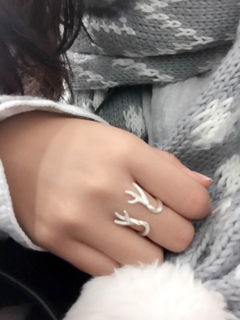 Handmade 925 Sterling Silver Deer Antlers Ring Style A